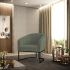 Poltrona Decorativa Base Industrial Preto Stella Bouclê Verde