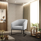 Poltrona Decorativa Base Industrial Preto Stella Suede Cinza