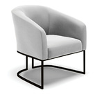 Poltrona Decorativa Base Industrial Preto Stella Suede Cinza