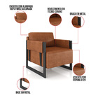 Poltrona Decorativa Base Industrial Rory Sintético Pu K01 - D