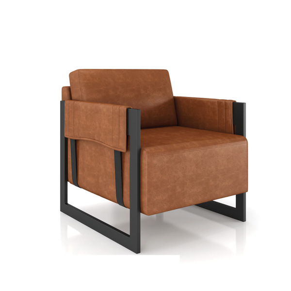 Poltrona Decorativa Base Industrial Rory Sintético Pu K01 - D