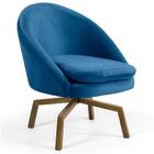 Poltrona Decorativa Base Ka Madeira Rafa B-170 Veludo Azul