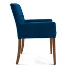 Poltrona Decorativa Base Madeira Angel Veludo C-170 Azul - Do