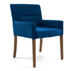 Poltrona Decorativa Base Madeira Angel Veludo C-170 Azul - Do