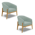 Poltrona Decorativa Base Madeira Kit 2 Stella Cotelê Int/velu