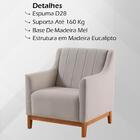 Poltrona Decorativa Base Madeira Mell 7046 Linho Dmobiliario