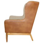 Poltrona Decorativa Base Madeira Milena C-129 Sintético/linho