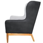 Poltrona Decorativa Base Madeira Milena E Puff Viseo Sintétic