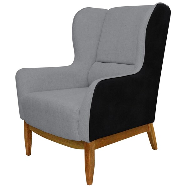 Poltrona Decorativa Base Madeira Milena Sintético C-05 Linho