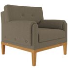 Poltrona Decorativa Base Madeira Sala De Estar Maya Veludo Ma