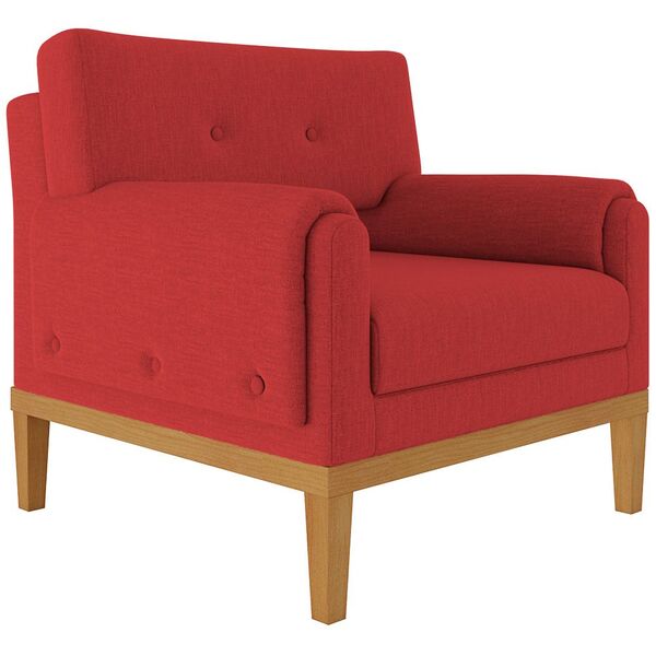 Poltrona Decorativa Base Madeira Sala De Estar Maya Veludo Ve