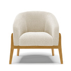 Poltrona Decorativa Base Madeira Stella Bouclê Bege D03 - D'r