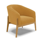 Poltrona Decorativa Base Madeira Stella Bouclê Mostarda D03 -
