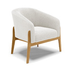 Poltrona Decorativa Base Madeira Stella Bouclê Off White D03