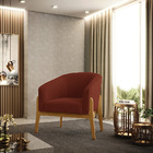 Poltrona Decorativa Base Madeira Stella Bouclê Terra D03 - D'