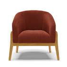 Poltrona Decorativa Base Madeira Stella Bouclê Terra D03 - D'