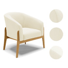 Poltrona Decorativa Base Madeira Stella Cotelê Ext/veludo Off