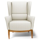 Poltrona Decorativa Base Manu Madeira Milena C-107 Linho Bege