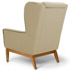 Poltrona Decorativa Base Manu Madeira Milena C-129 Linho Bege