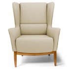 Poltrona Decorativa Base Manu Madeira Milena C-129 Linho Bege