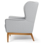 Poltrona Decorativa Base Manu Madeira Milena Linho D-315 Cinz