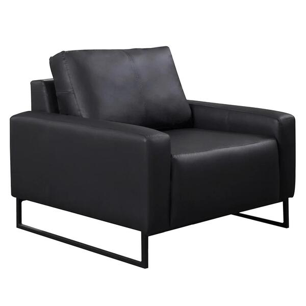 Poltrona Decorativa Base Metal Dallas Couro Preto - Scala Dec