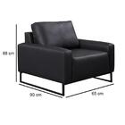 Poltrona Decorativa Base Metal Dallas Couro Preto - Scala Dec