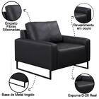 Poltrona Decorativa Base Metal Dallas Couro Preto - Scala Dec