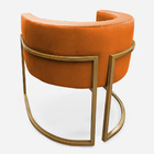 Poltrona Decorativa Base Metal Dourada Luna Veludo Terracota