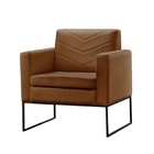 Poltrona Decorativa Base Preta Couro Caramelo Mel