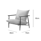 Poltrona Decorativa Base Preta Veludo Bege Claro Mel