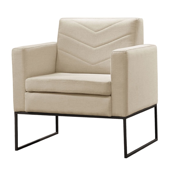 Poltrona Decorativa Base Preta Veludo Bege Claro Mel