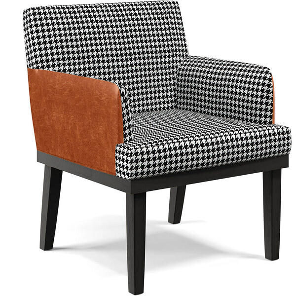 Poltrona Decorativa Base Preto Beatriz W01 Suede Pied Poule C