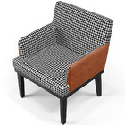 Poltrona Decorativa Base Preto Beatriz W01 Suede Pied Poule C