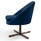 Poltrona Decorativa Base Xis Madeira Rafa C-304 Veludo Azul M