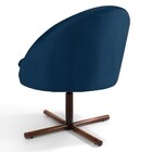 Poltrona Decorativa Base Xis Madeira Rafa C-304 Veludo Azul M