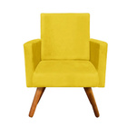 Poltrona Decorativa Beatriz Pés Madeira Suede Amarelo