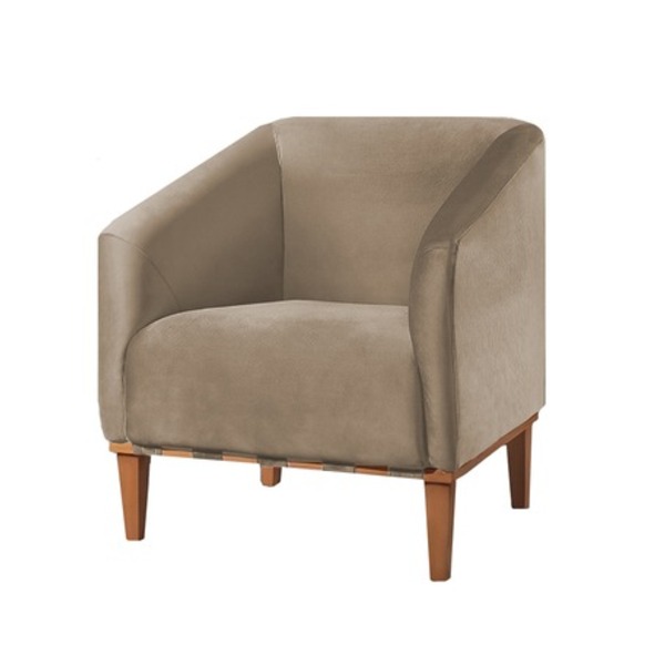 Poltrona Decorativa Bege Em Veludo Wearstler
