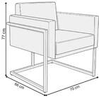 Poltrona Decorativa Bélgica Couro Preto Metal Champanhe