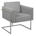 Poltrona Decorativa Bélgica Linho Cinza Claro Metal Champanhe