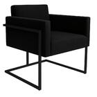 Poltrona Decorativa Bélgica Veludo Preto Metal Preto