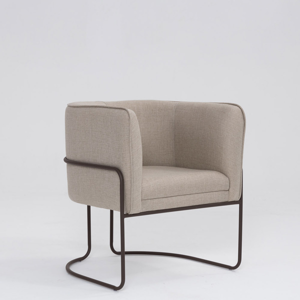 Poltrona Decorativa Belinda D07 Base Aço Linho Aveia - D'rossi