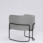 Poltrona Decorativa Belinda D07 Base Aço Linho Mescla Elefant