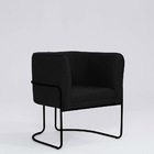 Poltrona Decorativa Belinda D07 Base Aço Linho Preto - D'rossi