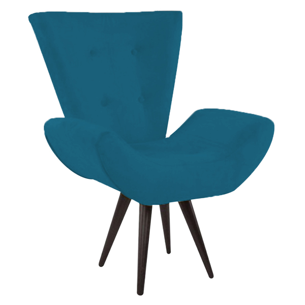 Poltrona Decorativa Bella Com Pés Palito Suede Azul Marinho