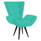 Poltrona Decorativa Bella Com Pés Palito Suede Azul Turquesa