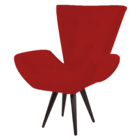 Poltrona Decorativa Bella Com Pés Palito Suede Vermelho