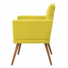Poltrona Decorativa Bella Costura Pés Madeira Suede Amarelo