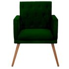 Poltrona Decorativa Bella Costura Pés Madeira Suede Verde