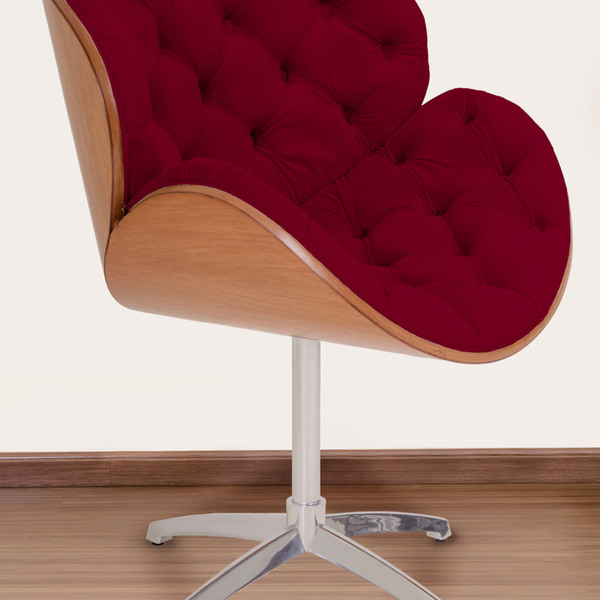 Poltrona Decorativa Bella Laminada Pé Giratório De Alumínio C